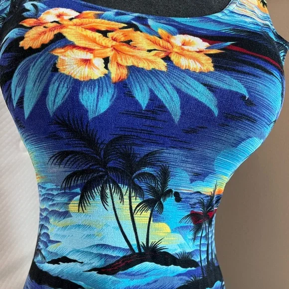 ✨SOLD - Vintage Tropical Print Tank Dress - Picture 5 of 6
